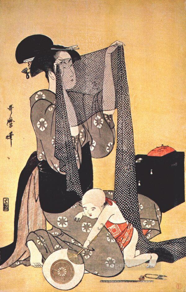women making dresses Kitagawa Utamaro Ukiyo e Bijin ga Oil Paintings